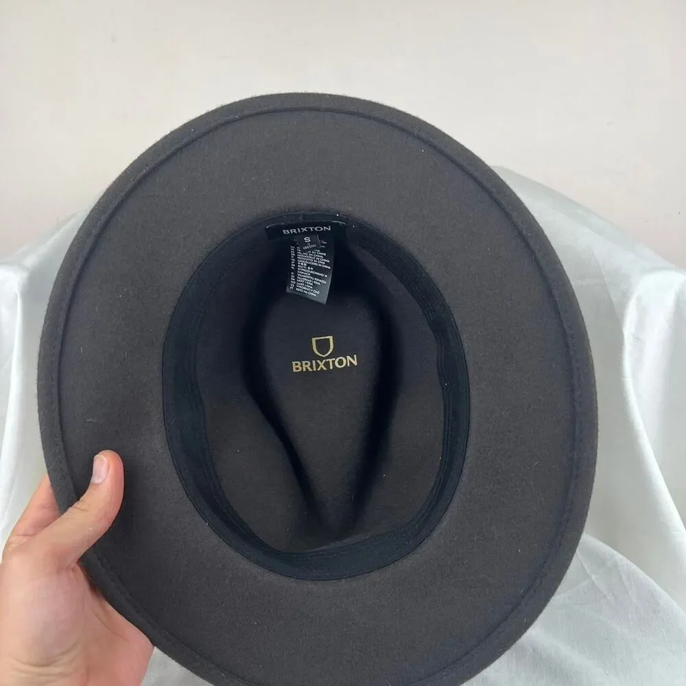 Brixton Messer Fedora Brown Hat With Brown Leather Size S